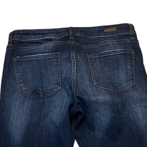 Kut from the Kloth Dark Wash Straight Leg Cuffed Hem Cropped Jeans Sz 6 - Picture 5 of 10